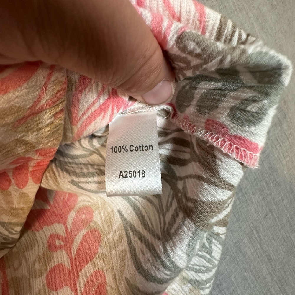 Appleseed's PK of 2 Pink Cream Striped/Floral Vine Patterned Button up Shirts - Picture 9 of 13